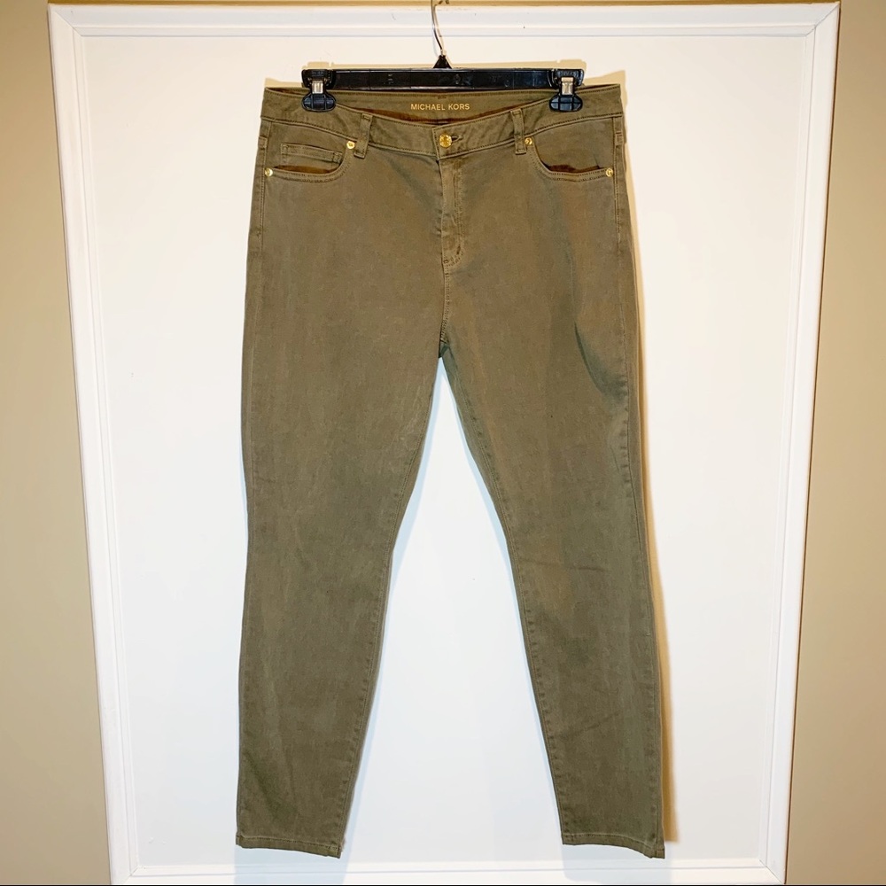 NWOT MICHAEL KORS Women’s Izzy Skinny Olive Jeans